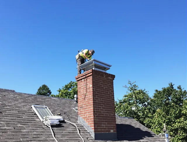 Wesley Chapel Chimney Sweep technician measuring a chimney cap in Wesley Chapel, FL