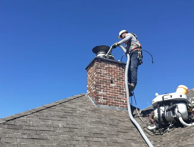 Dedicated Wesley Chapel Chimney Sweep team member cleaning a chimney in Wesley Chapel, FL
