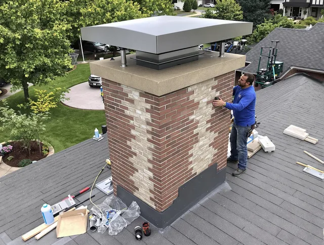 Wesley Chapel Chimney Sweep team working on a custom chimney remodel in Wesley Chapel, FL