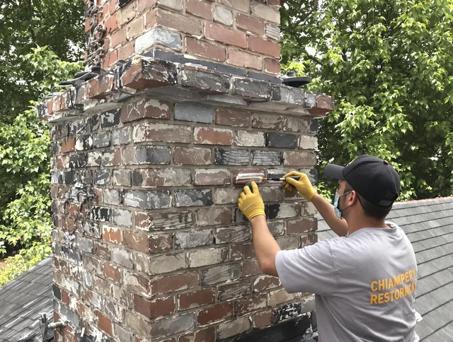 In-progress chimney restoration by Wesley Chapel Chimney Sweep in Wesley Chapel, FL