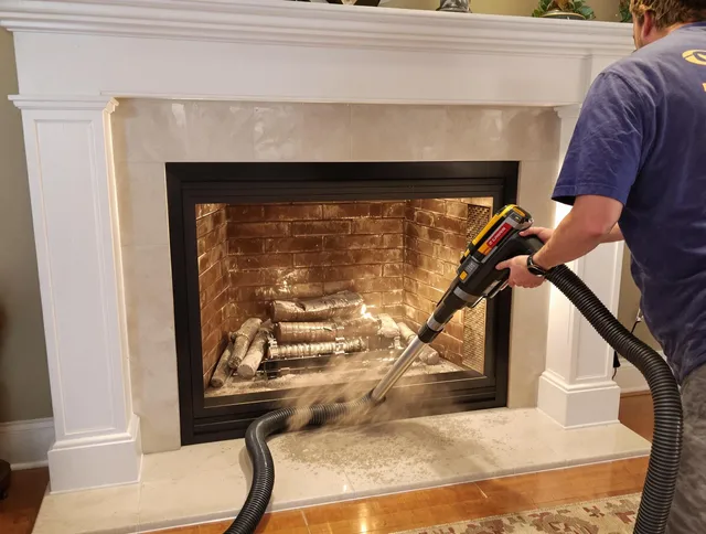 Fireplace cleaning performed by Wesley Chapel Chimney Sweep in Wesley Chapel, FL